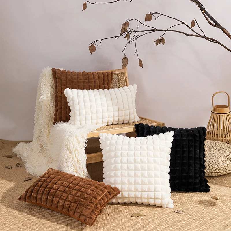 

Autumn Decoration Solid Color Plush Cushion Cover Nordic Simplicity Pillow Covers Decorative 45x45/30x50cm Home Pillows for Sofa