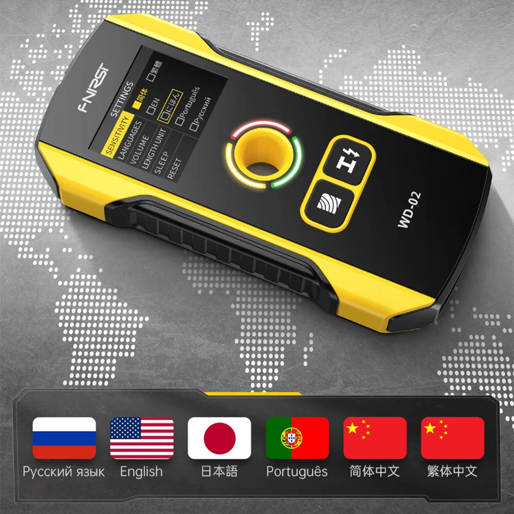 

WD-02 Metal Finder Wall Scanner Detector 5 In 1 USB Rechargeable with Positioning Hole for AC Live Wires Metal Wood Stud Detecto