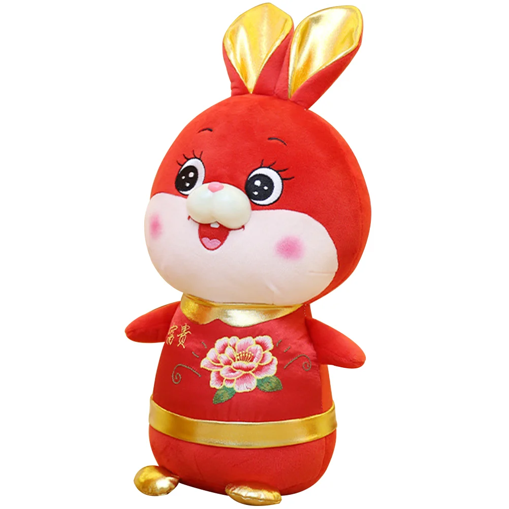 

Кролик yearbunnyнабитый новый плюшевый китайский маскотодиак подарок животное Лунная мягкая Праздничная Весенняя фигурная Подушка детский ор...