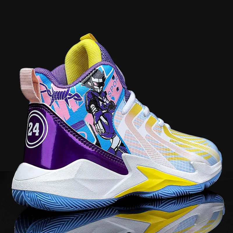 

Детские кожаные кроссовки, Брендовая обувь для баскетбола, Нескользящие, на резиновой подошве, для девочек и мальчиков