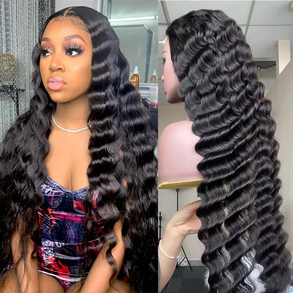 Loose Deep Wave Lace Closure Wigs For Black Women 100% Human Hair Glueless Wigs With Baby Hair and Pre Plucked Hairline