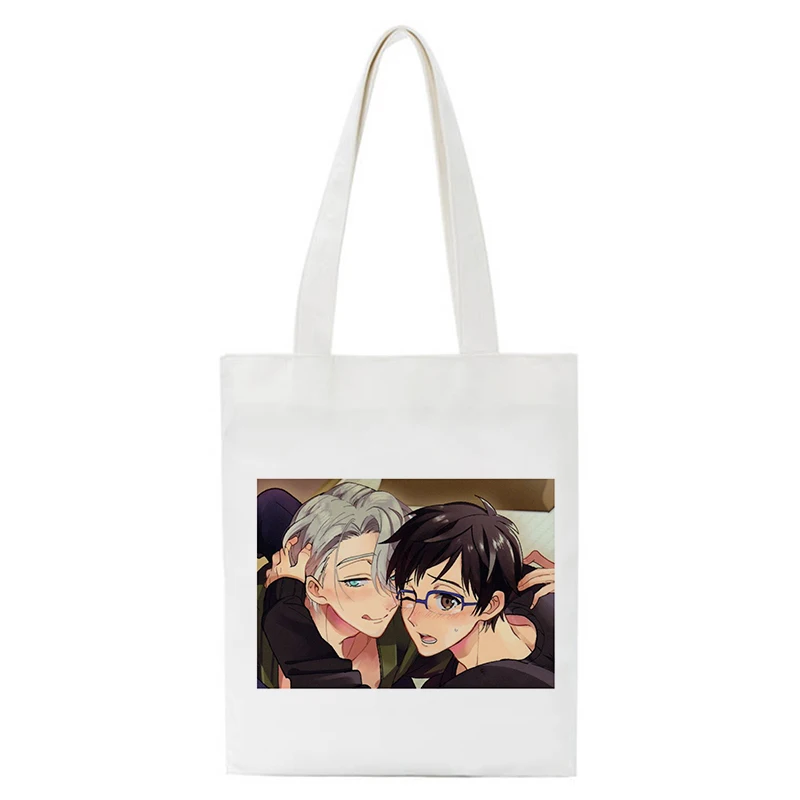 

Yuri On Ice BL Yaoi Shopping Bag Women Shopping Bag Anime Manga Shopper Handbags College Shoulder Bags Large female Tote Bag