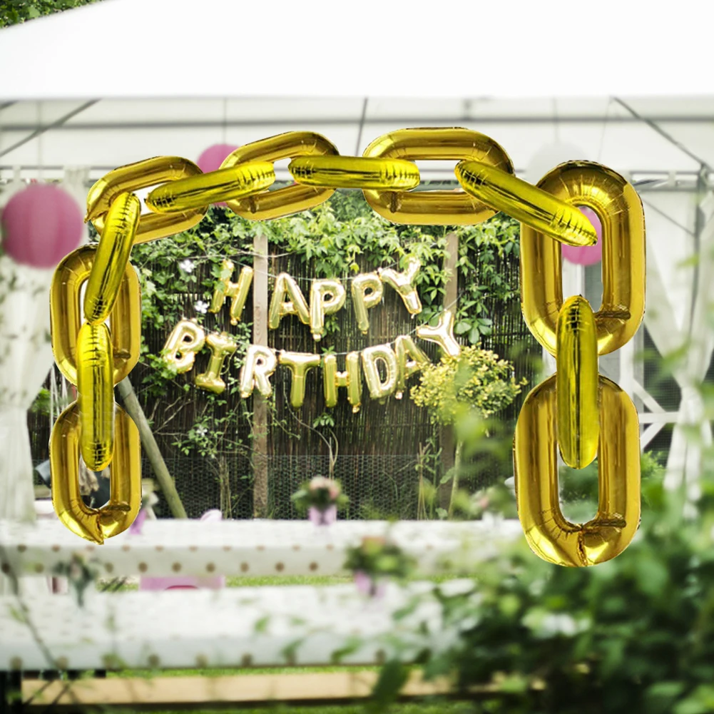 

50pcs 16 inch Foil Chain Balloons Chain Balloons 80s 90s Hip Hop Retro Theme Birthdays Weddings Graduations Supplies