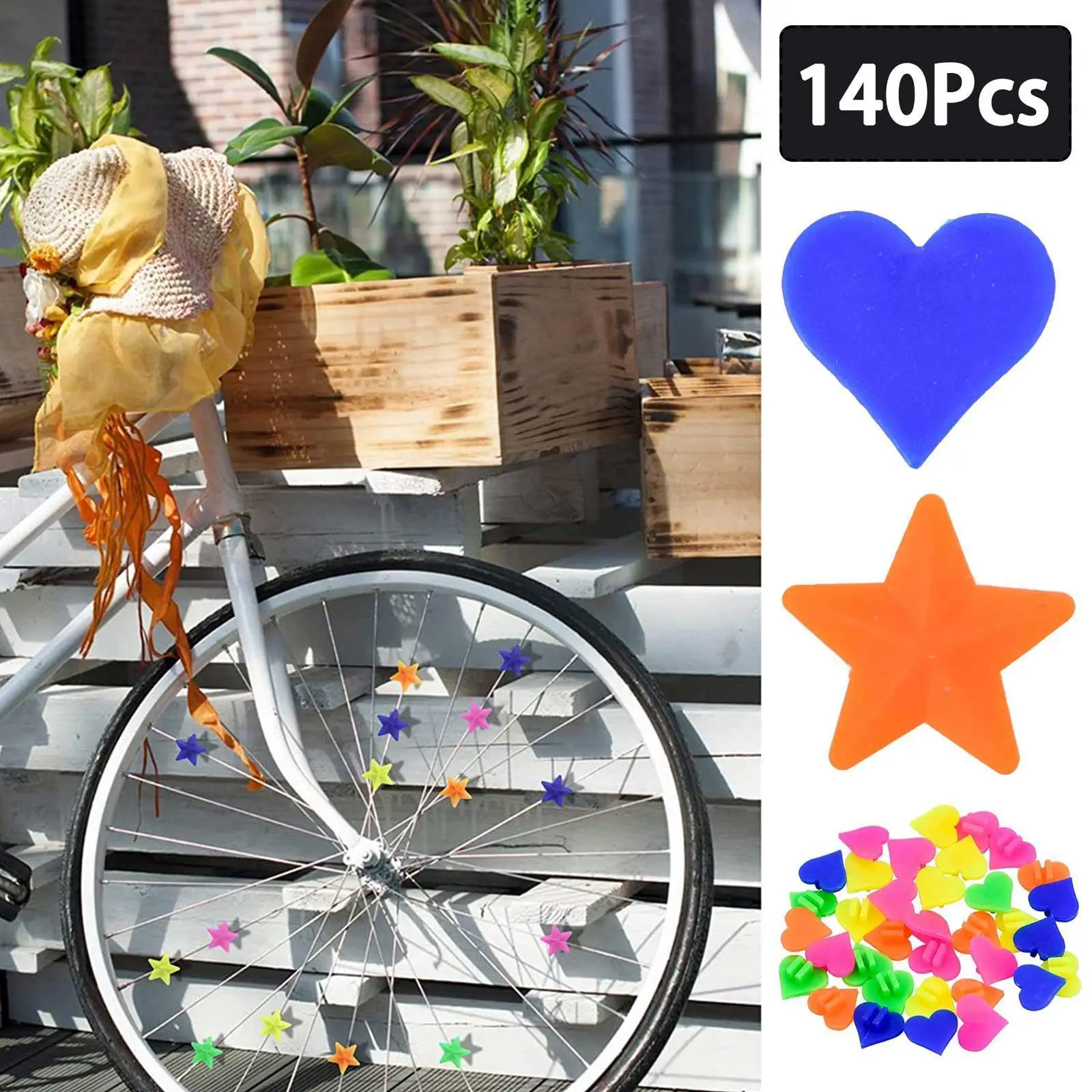 

140pcs Colorful Star Bike Bicycle Wheel Spoke Beads Luminous Beads Spoke Plastic Wire Bead Bicycle Beads Color Clip Random E8f8