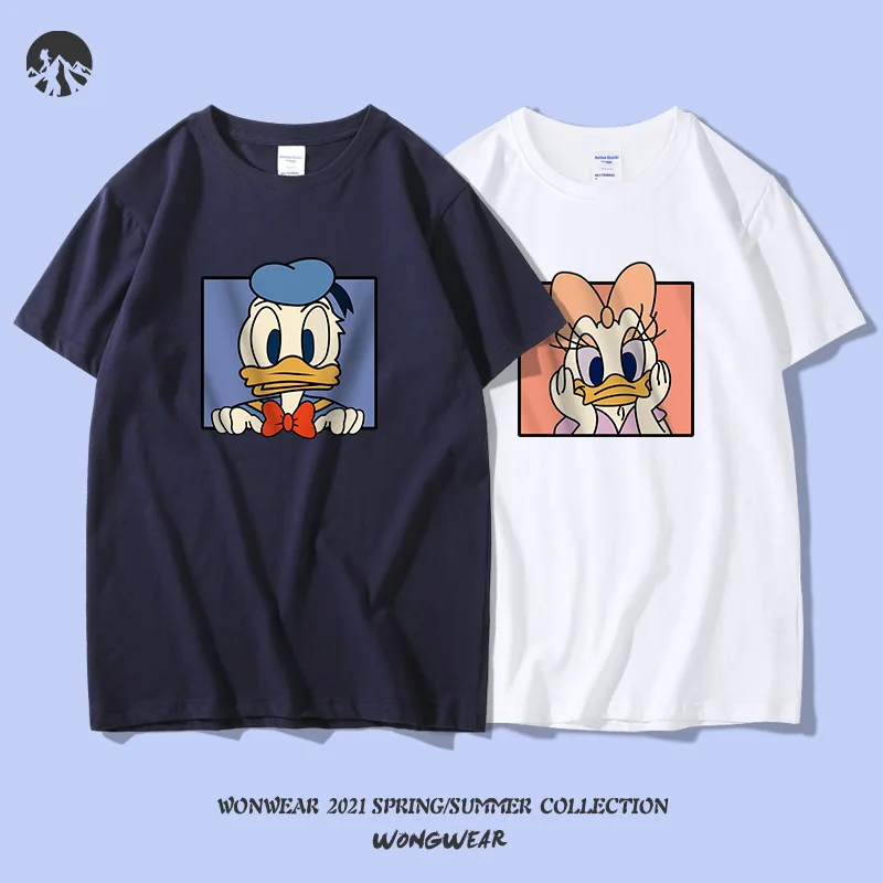 

Donald Duck Joint Short-sleeved T-shirt Disney Men and Women Loose Summer Creative Couple Wear