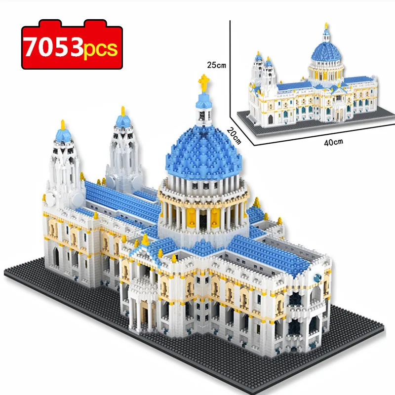 

7053Pcs St Paul's Cathedral Model Building Blocks 3D London City Church Mini Micro Block Bricks World Architecture Diy Toys Gift