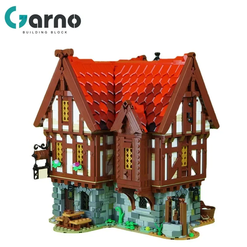 

Средневековый архитектурный замок Garno, ретро-здание, строительные блоки, городская уличная сцена, медивалс, дом, вилла, бистро, Moc, игрушки дл...