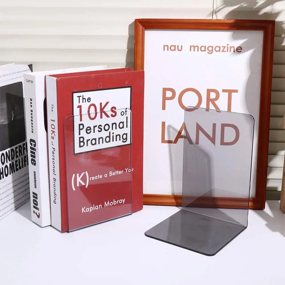 

Acrylic Student Stationary Desk Storage Desktop Organizer Room Book Holder L Shape Book Stand Bookshelf Transparent Bookend