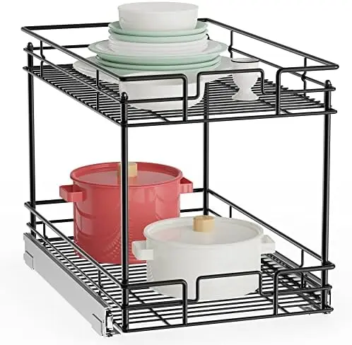 

Version Pull Out Cabinet Organizer for Base Cabinet (11" W X 21" D), Kitchen Cabinet Organizer and Storage 2-Tier Cabine
