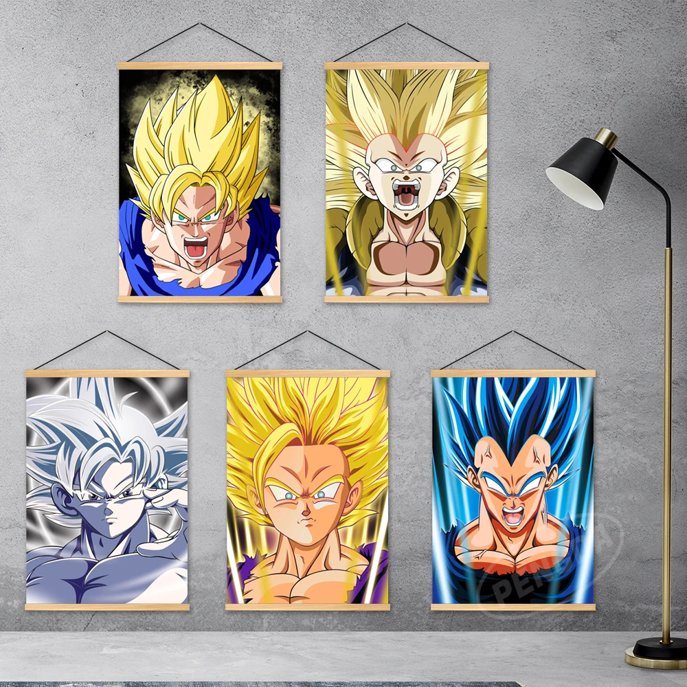 

Canvas Anime Home Decor Dragon Ball Wall Goku Artwork Vegeta IV Painting Hanging Wooden Son Gohan Print Janpanese Picture Poster