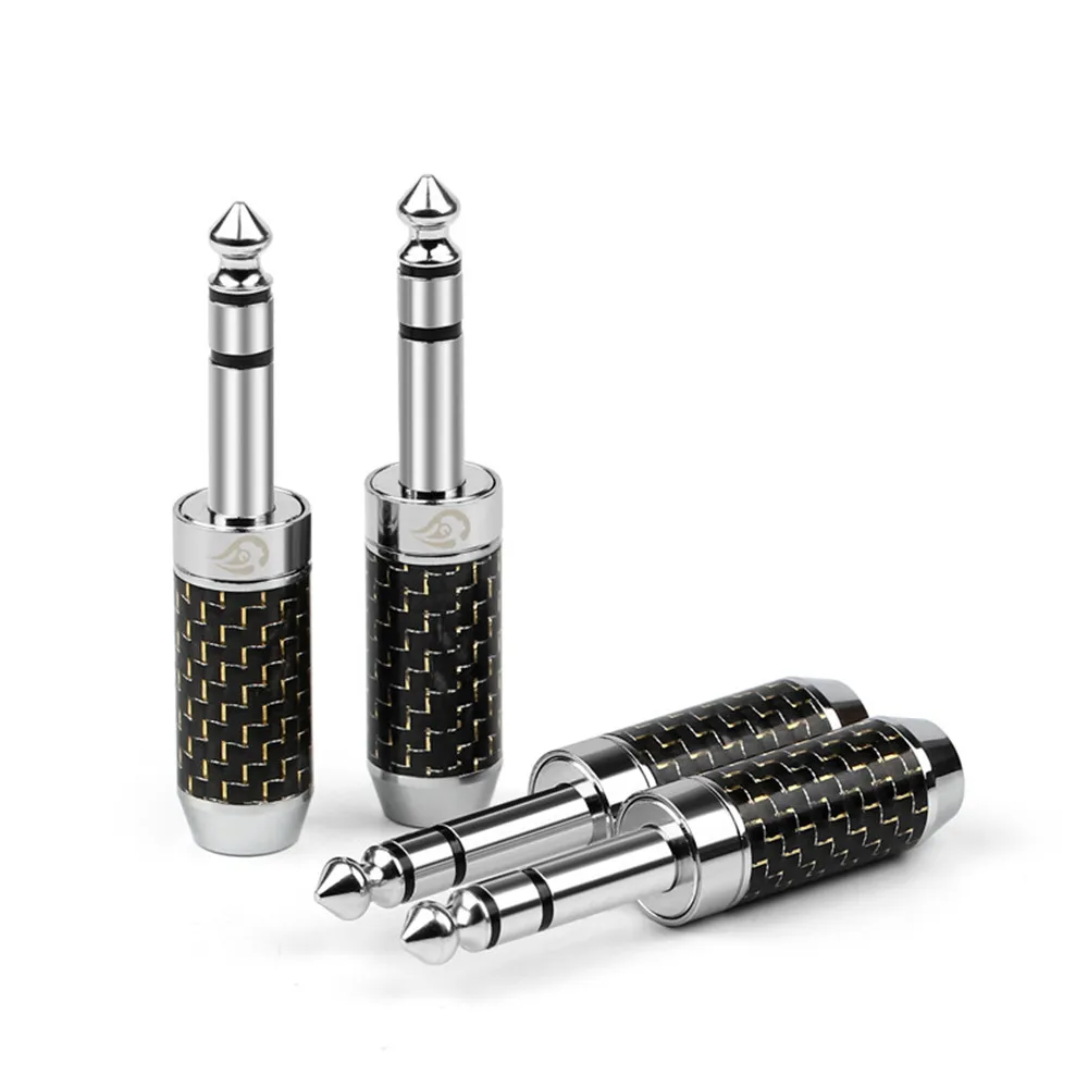 

Speaker 6.35mm Jack Audio Plug Mono 6.35 2/3 Pole Adapter Rhodium Copper Stereo Headphone Audio Connectors Rhodium Plated