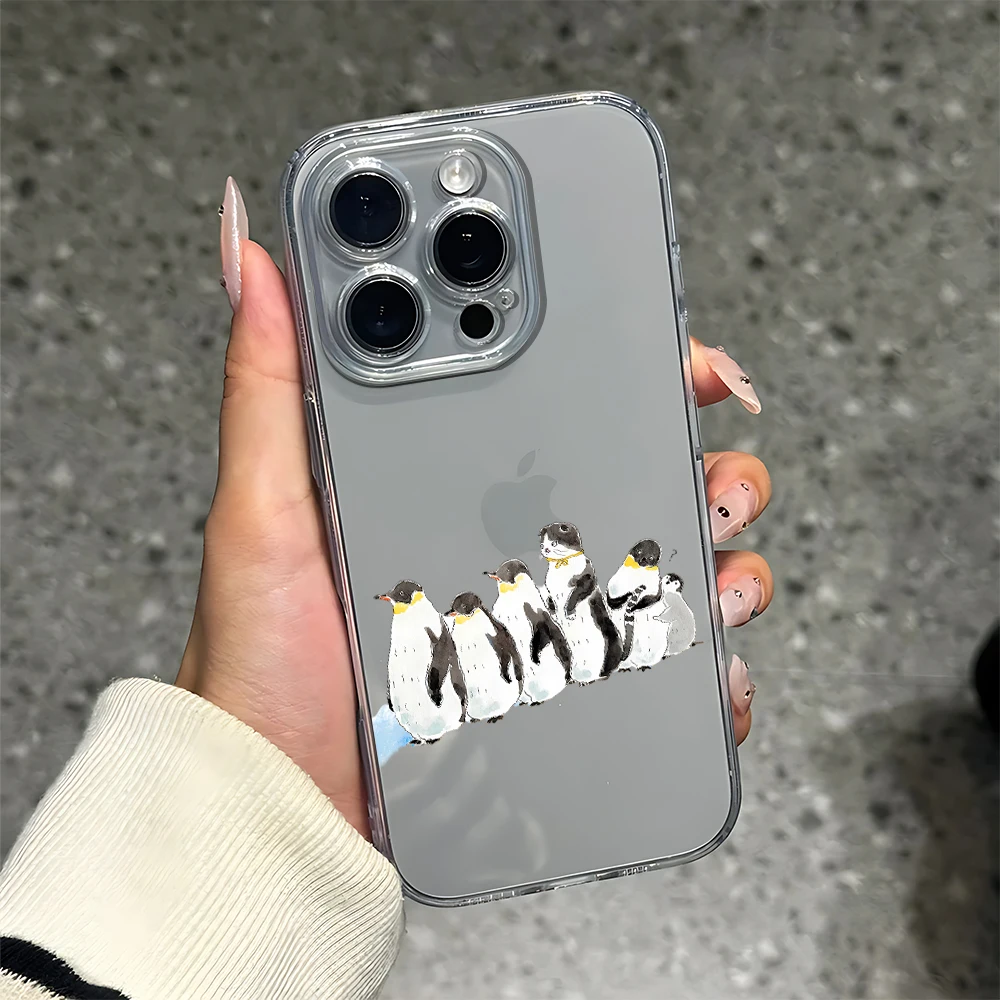 Фото Силиконовый чехол с акварельным пингвином для iPhone 17 16 15 14 13 12 11 Pro Xs Max Air Mini 7 8 6 6s Plus SE 2020 2022 Cover №4