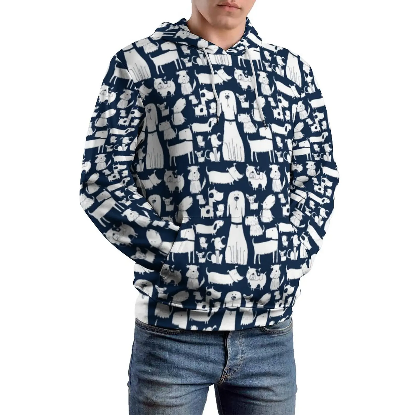 

Dalmatian Print Casual Hoodies Men Cute Puppers Y2k Hooded Sweatshirts Winter Long Sleeve Street Style Oversized Hoodie Present