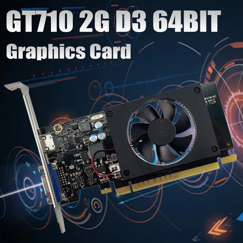 

GT710 Graphics Card 2GB GDDR3 64Bit 28Nm 954Mhz 1800Mhz PCI Express 2.0 HDMI-Compatible+VGA Video Card