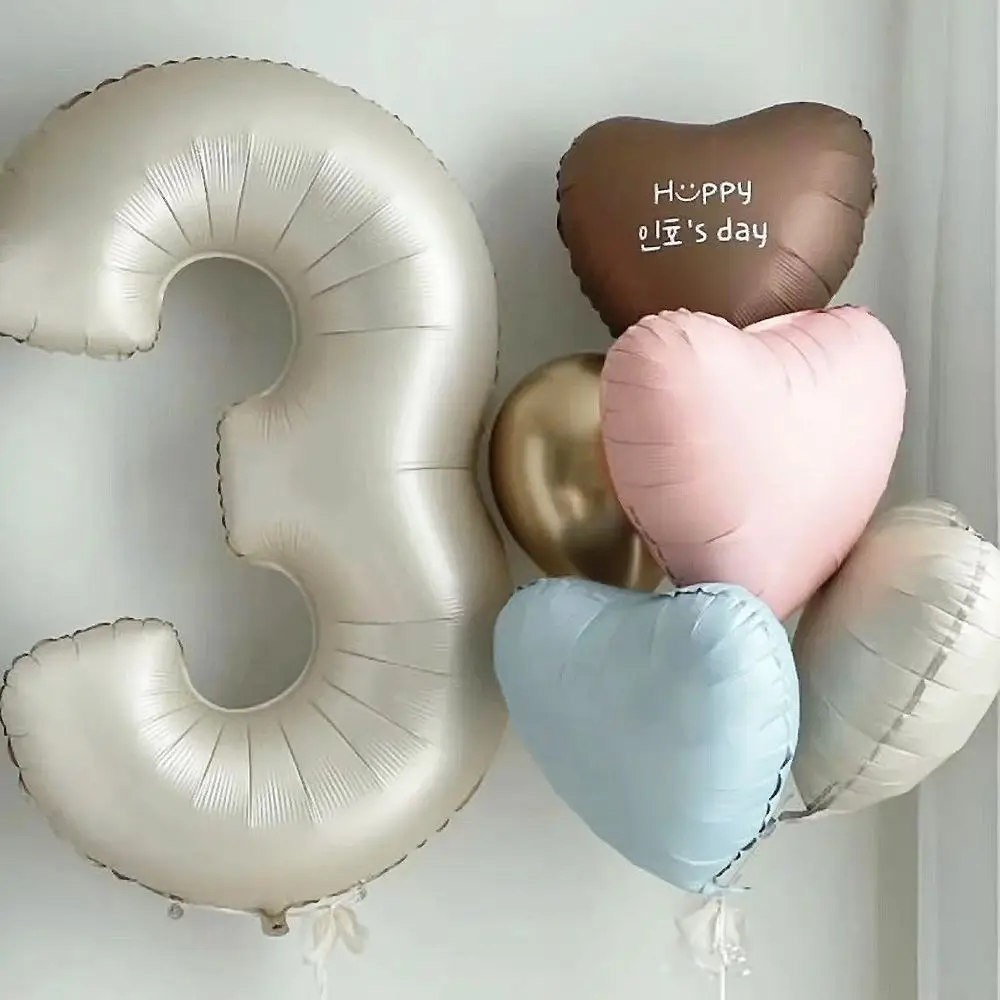 

Digital Foil Number Balloons for Kids Adults, Birthday Party Decoration, Baby Shower Air Helium Ball, Cream Color, 1-9, 40Inch