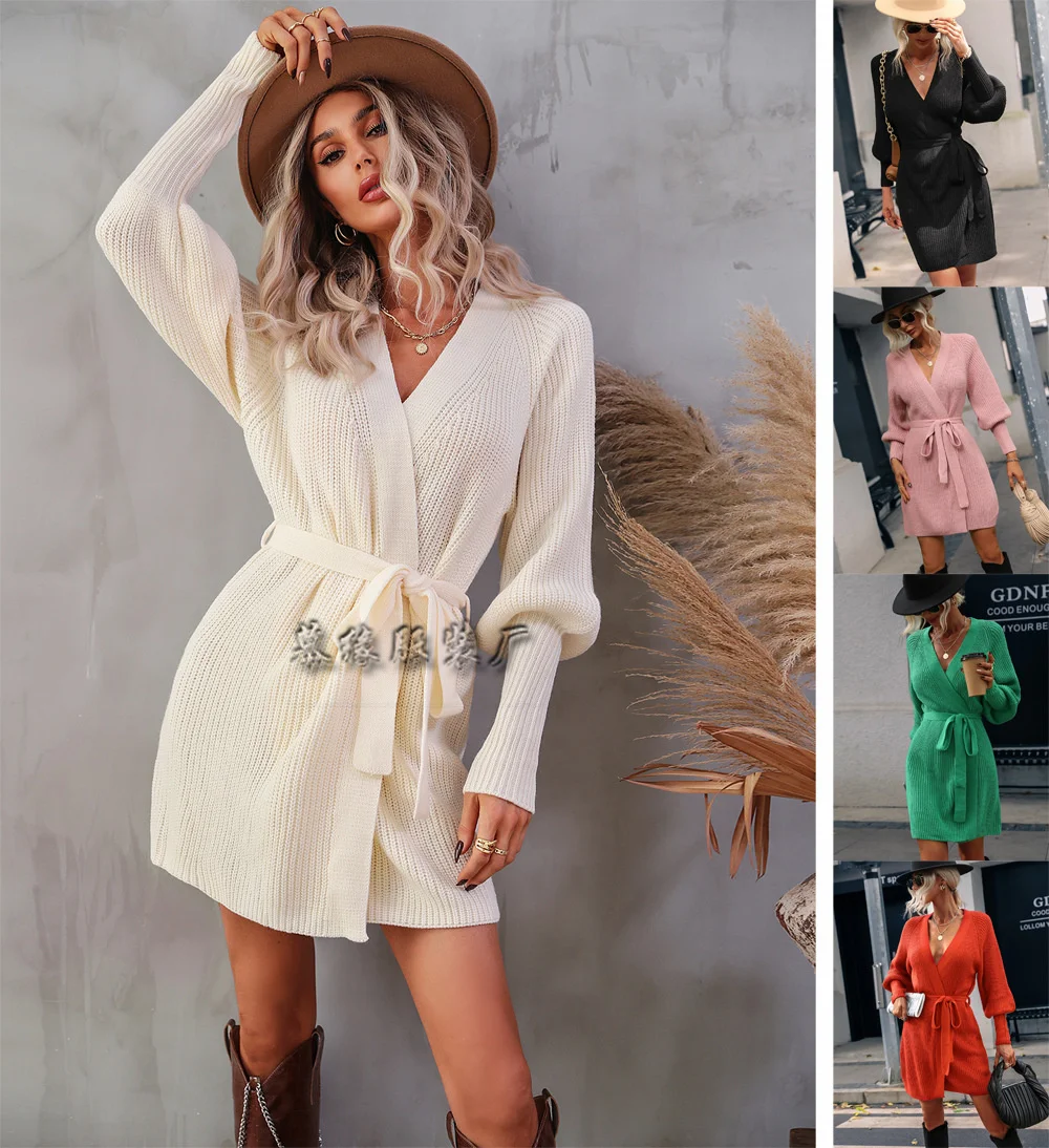 

2022 Autumn Winter Medium Length Cardigan Color Women's Knitting Cardigan Sweater Shirts Dresses Fashion Tops For Women Casual