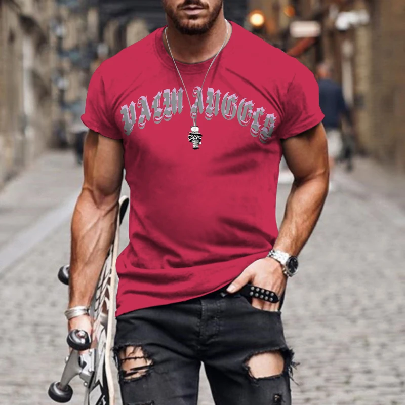 

Summer New Mens T Shirts Oversized Loose Clothes 3D Vintage Short Sleeve Fashion Letters Printed Off White Tops 2022 Streetwear