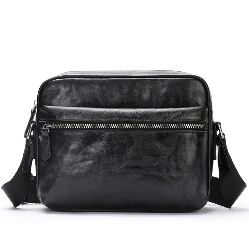 New Fashion Men's Genuine leather Black shoulder bag Crossbody messenger bag R6060