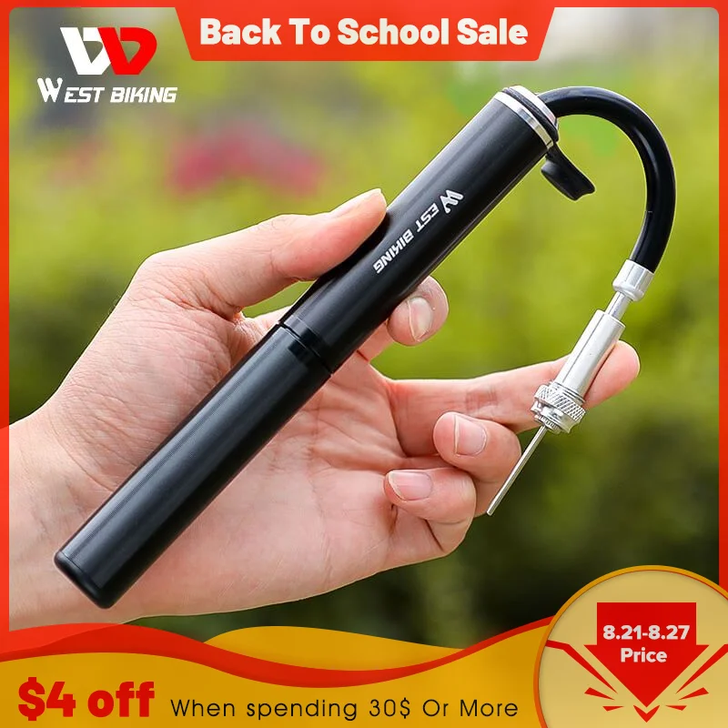 

WEST BIKING 160PSI High Pressure Bike Pump Hose MTB Road Bicycle Tire Inflator Schrader Presta Valve Ball Portable Mini Pump
