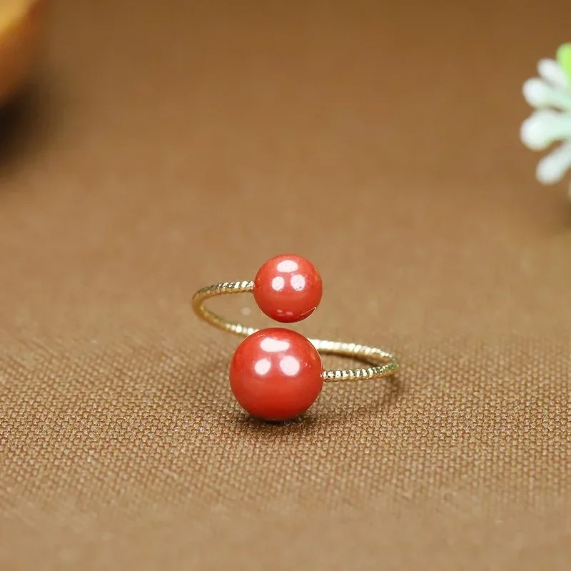 Новое регулируемое кольцо из киновари с высоким содержанием четырехлистного