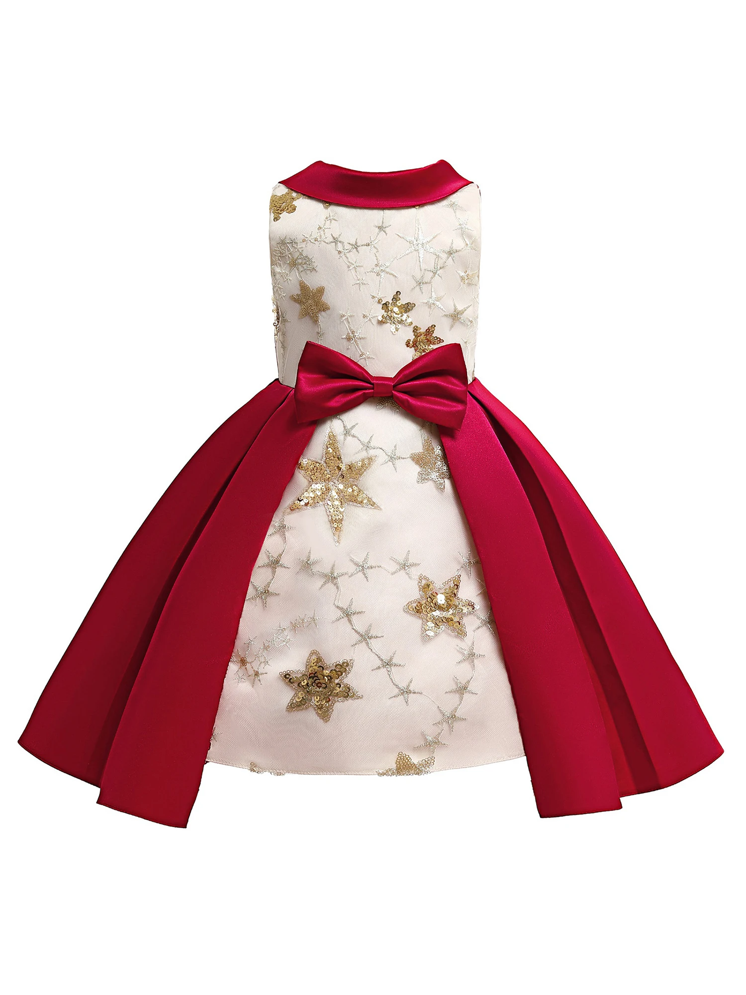 

Kids Toddler Girls Bowknot Star Sequin Sleeveless Tutu Dress Princess Birthday Party Pageant Wedding Gown Dresses (Red 4-5