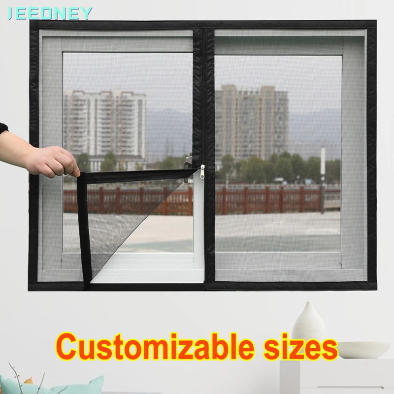 

Indoor Window Screen Curtain with Zipper Anti Mosquito Fly Netting Door Net for Kitchen Window Home Protector Easy Instal