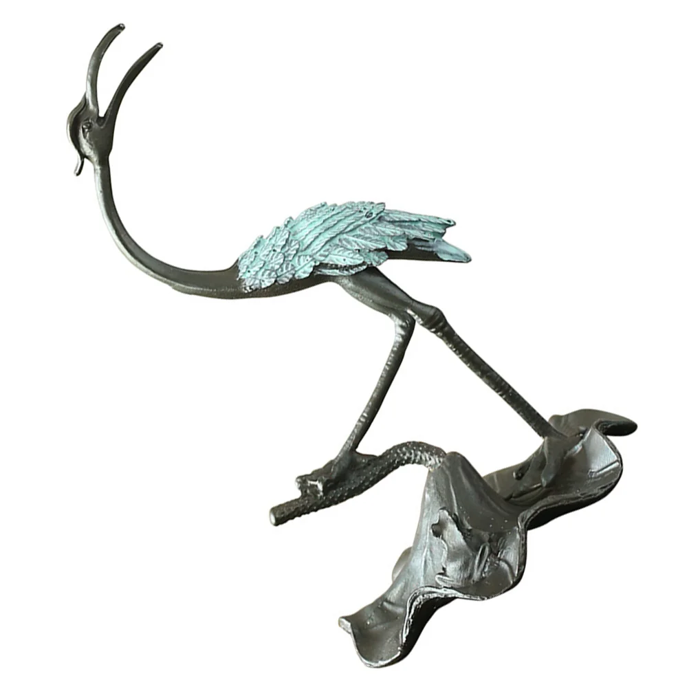 

Crane Holder Burner Desktop Figurine Cone Bird Figurines Christmas Statue Metal Decoration Feng Base Ornament Shui Censer Retro