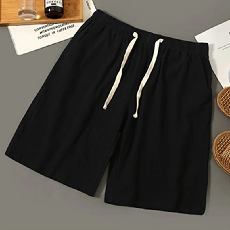 

New Men's Cotton Linen shorts Pants Male Summer Breathable Solid Color Linen Trousers Fitness Streetwear XL-3XL