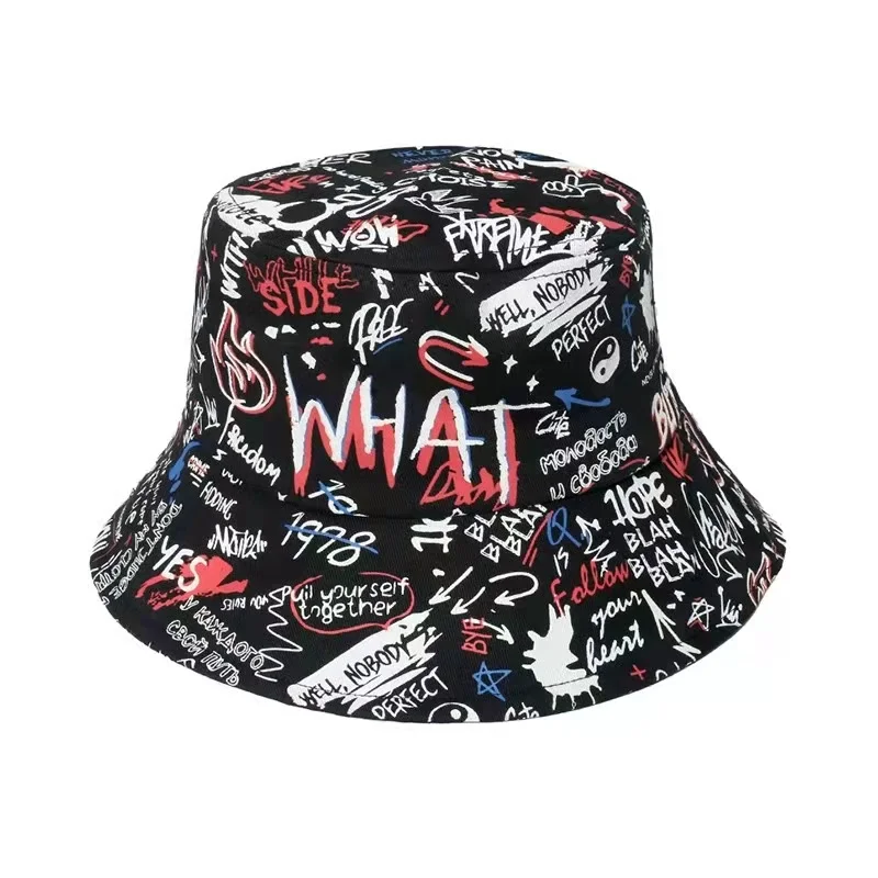 

Summer Cotton Bucket Hats Printed Graffiti Men Women Outdoor Hip Hop Foldable Bob Fisherman Hat Casual Travel Gorros Panama Caps