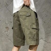 stylish short trousers 3d version shrink resistant solid color straight cargo shorts summer shorts men shorts