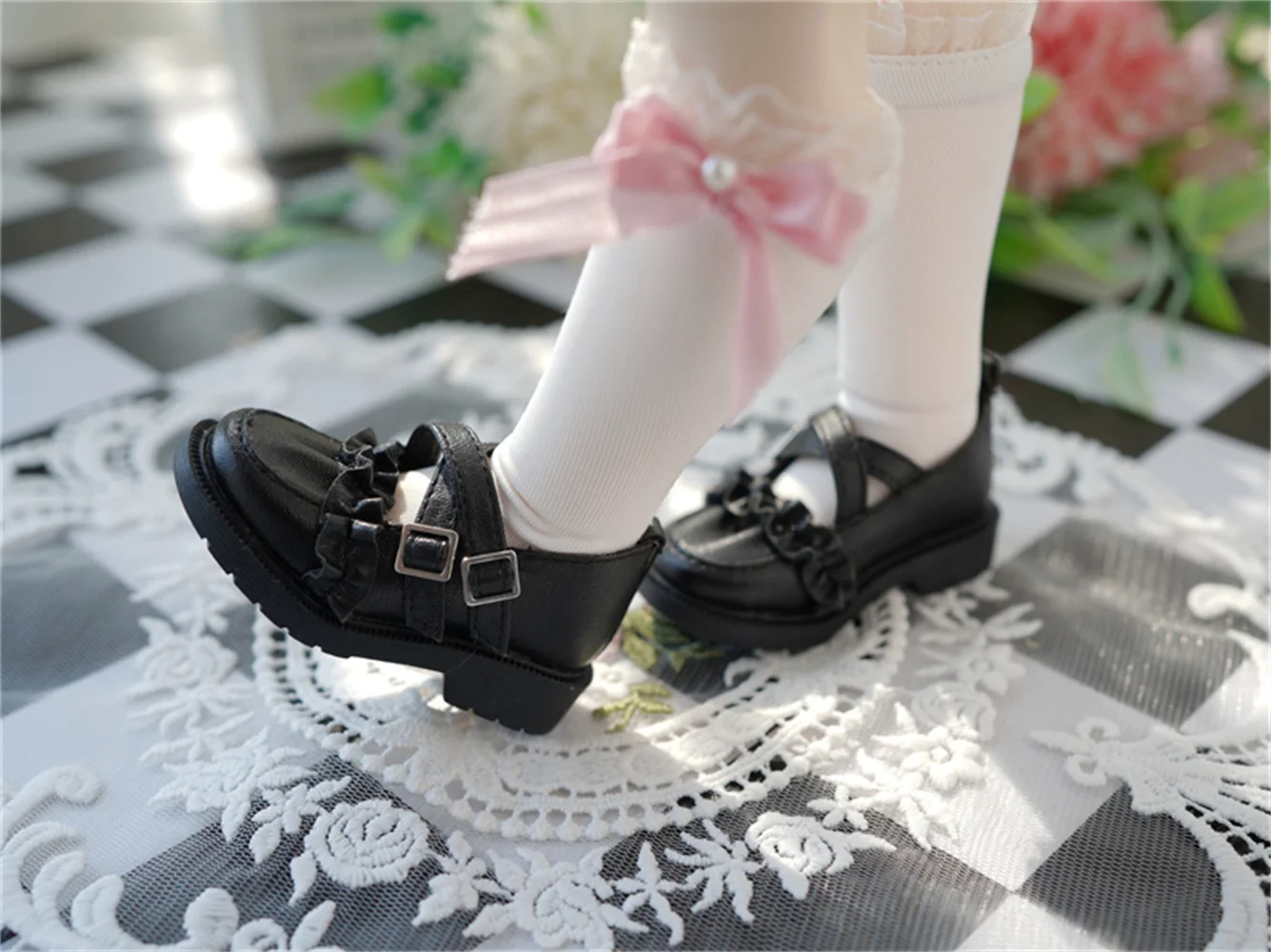 

BJD/туфли SD 1/4 и 1/6 кукольная обувь с круглым носком и перекрестной пряжкой, Маленькая кожаная обувь, аксессуары для кукол bjd