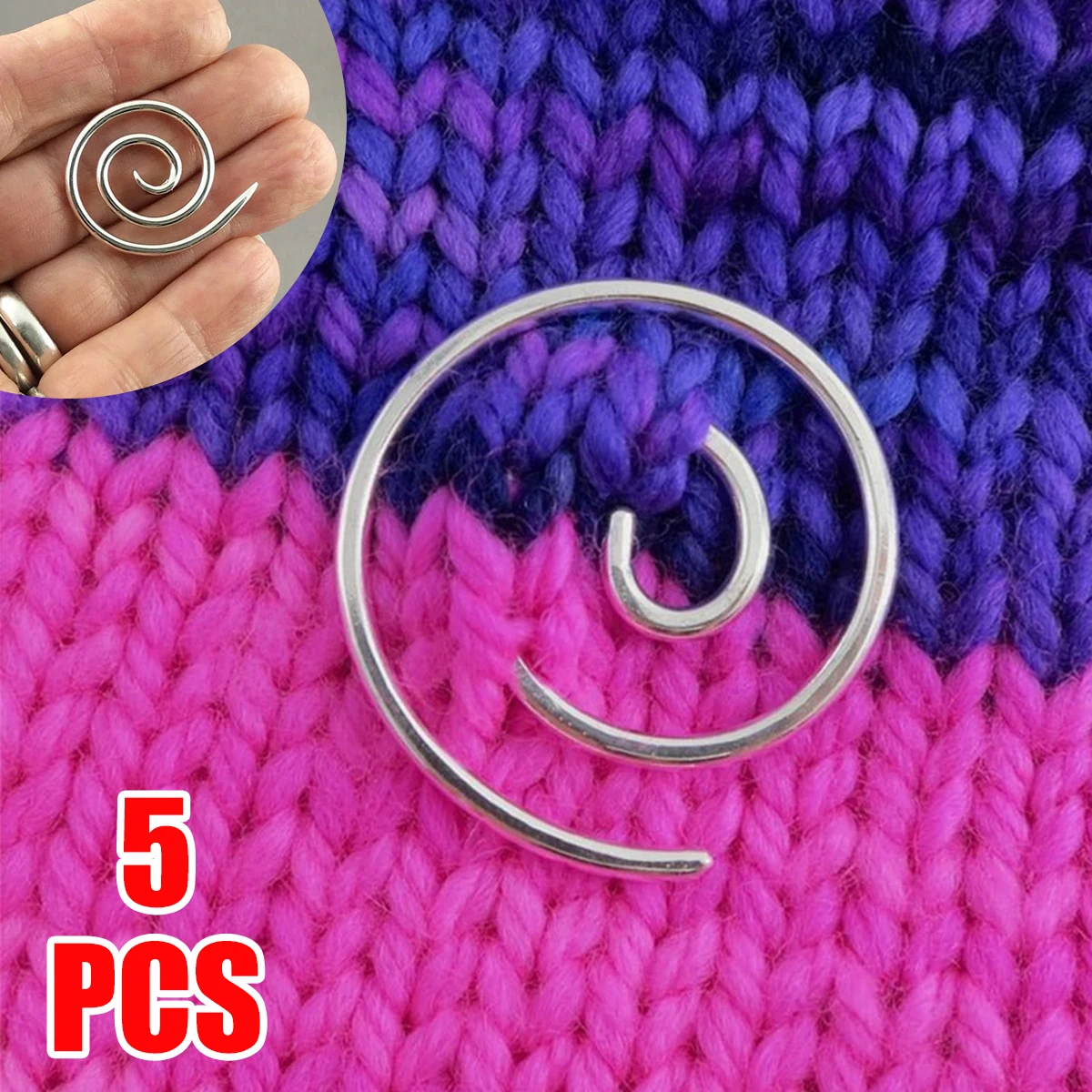 

L 5pcs Spiral Cable Knitting Needle Stainless Steel Knitting Needle Household Weaving Stitch Holder Bent Tapestry Needles for