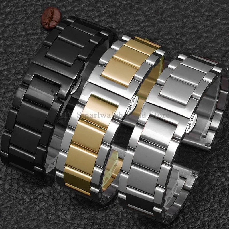 Ремешок для часов из нержавеющей стали 16 мм 18 20 21 22 24 26 полированный ремешок с