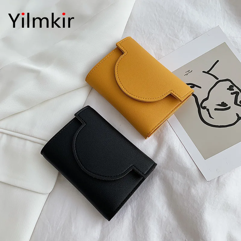 

Women Leather Luxury Short Retro Credit Card Holder Multi Card Slot Coin Purse Trendy Fashion Buckle Simple Light Ladies Wallet