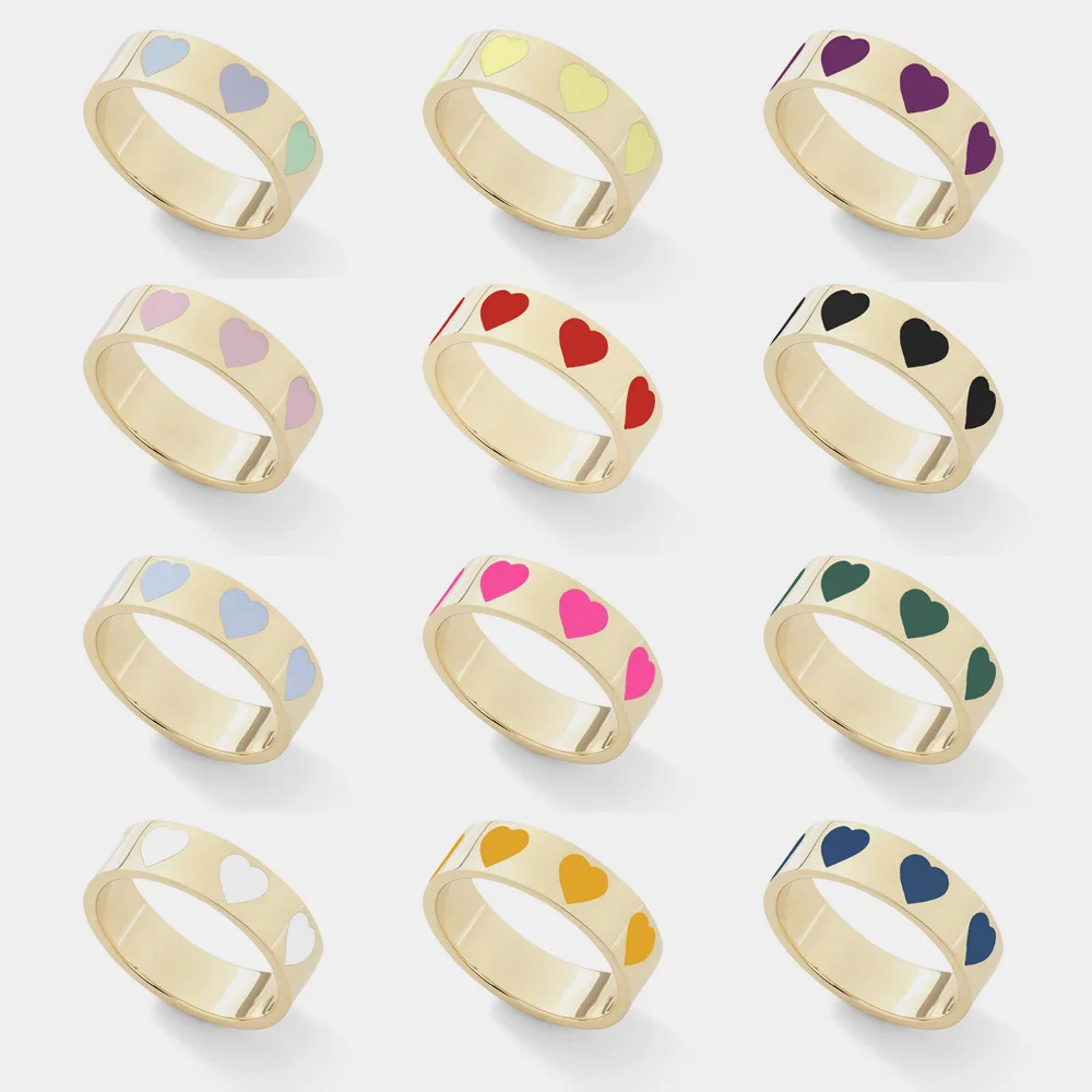 

New Colorful Adjustable Ring for Women Glossy Love Heart Rings Peach Heart Finger Rings Exquisite Y2k Trend Jewelry Wholesale