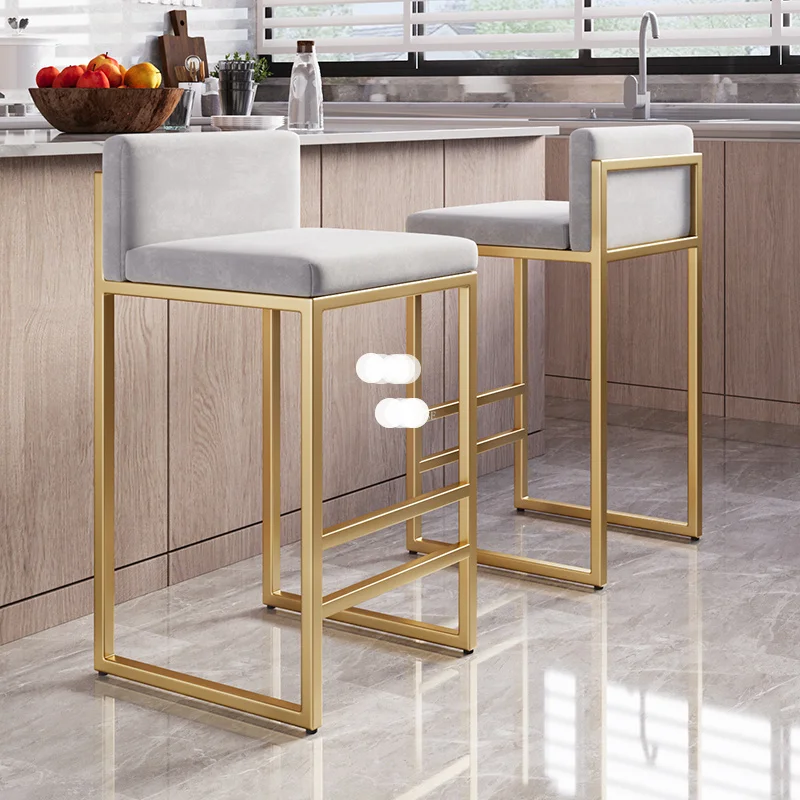 

Скандинавские барные стулья, Роскошный домашний кухонный золотой высокий барный стул, современная простая барная мебель, спинка, барный стул, кафе, железный стул