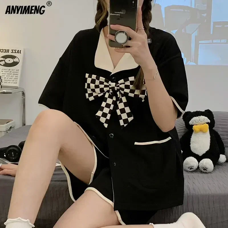 Новые летние мягкие хлопковые пижамы для женщин домашняя одежда в кавайном стиле