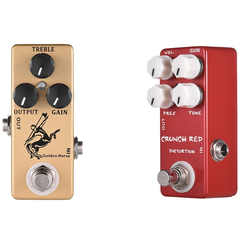 

Mosky 2Pcs Guitar Pedal Full Metal Shell True Bypass Guitar Parts - Horse Guitar Effect Pedal & Crunch Red Guitar Pedal