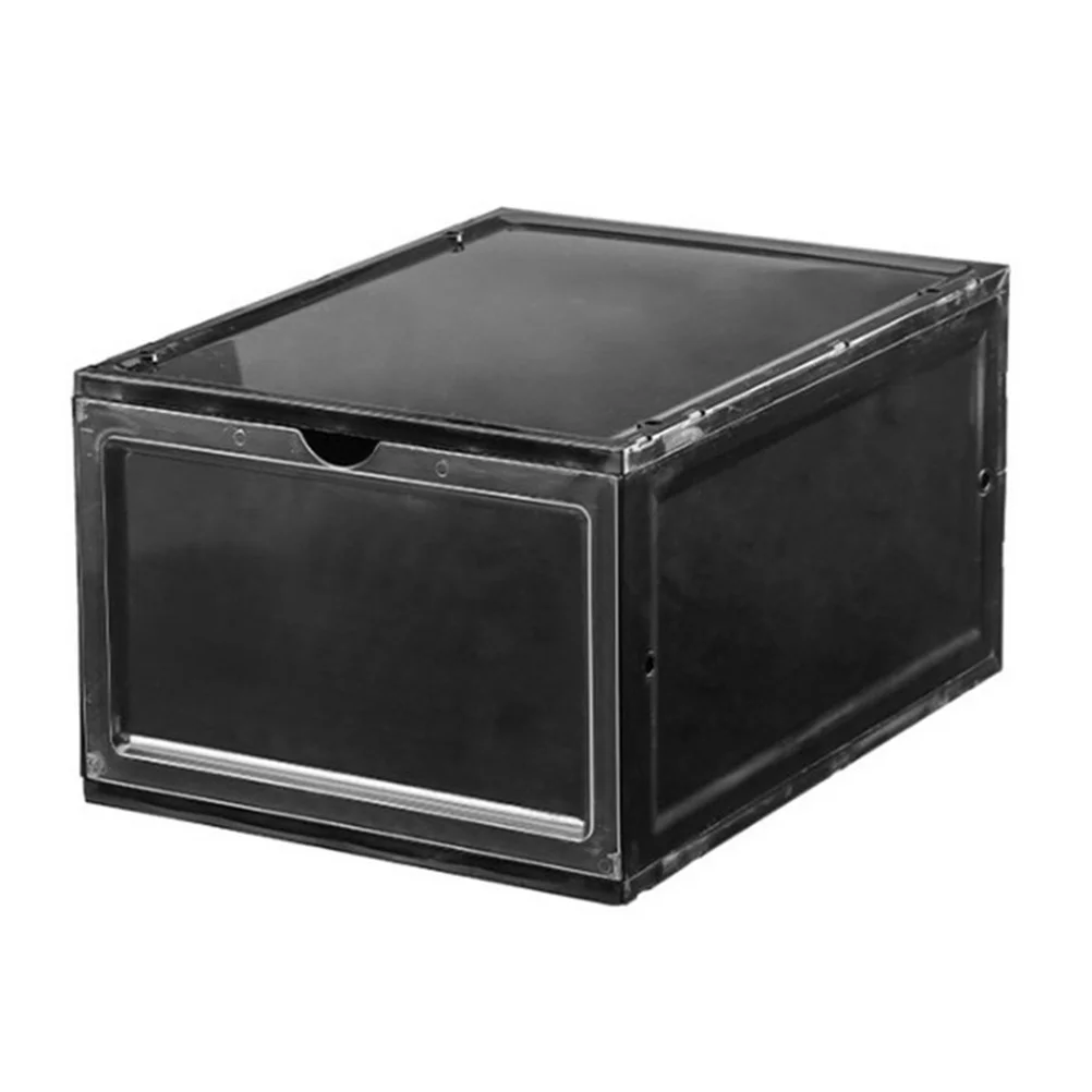 Stackable Shoe Boxes Clear Sneaker Storage Boxes with Magnetic Drop Front Cover Basketball Shoe Display Case Shoe Rack