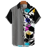 summer new mens coconut tree print hawaiian shirt short sleeve lapel single button fashion casual beach top large 5xl