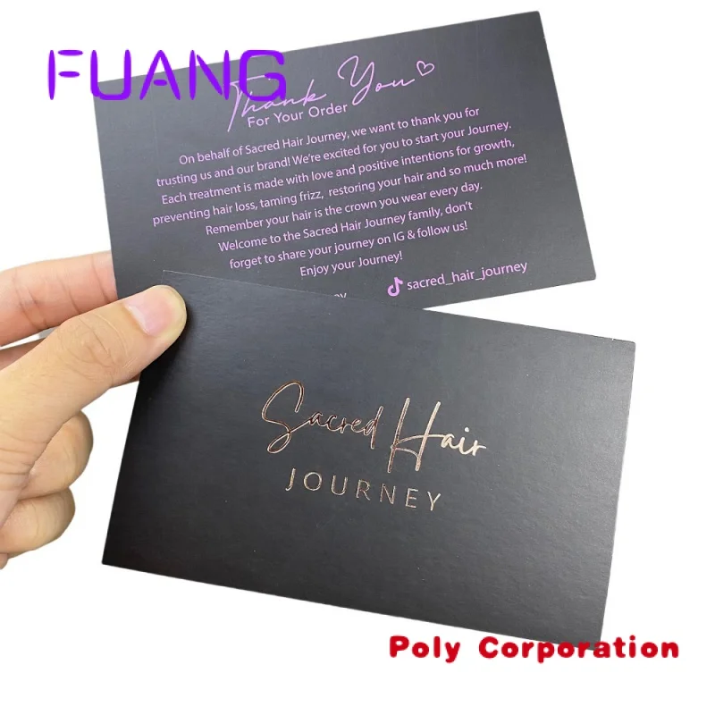 Custom Printing Luxury Rose Gold Foil Hot Stamp Business Coated Paper Thank You Cards
