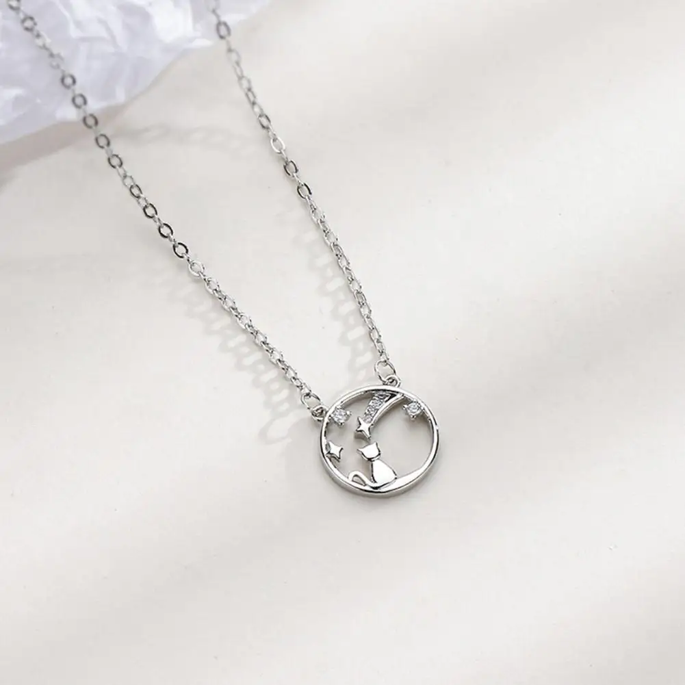 

Ladies Necklace Shiny Female Girls Star Cat Clavicle Chain Fashion Accessories Animal Element Clavicle Necklace for Friend