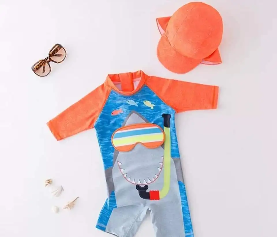 

Swimwear kids boys Shark Dinosaur cartoon swimming bathing clothes infant toddler swimming vacation clothes beachwear