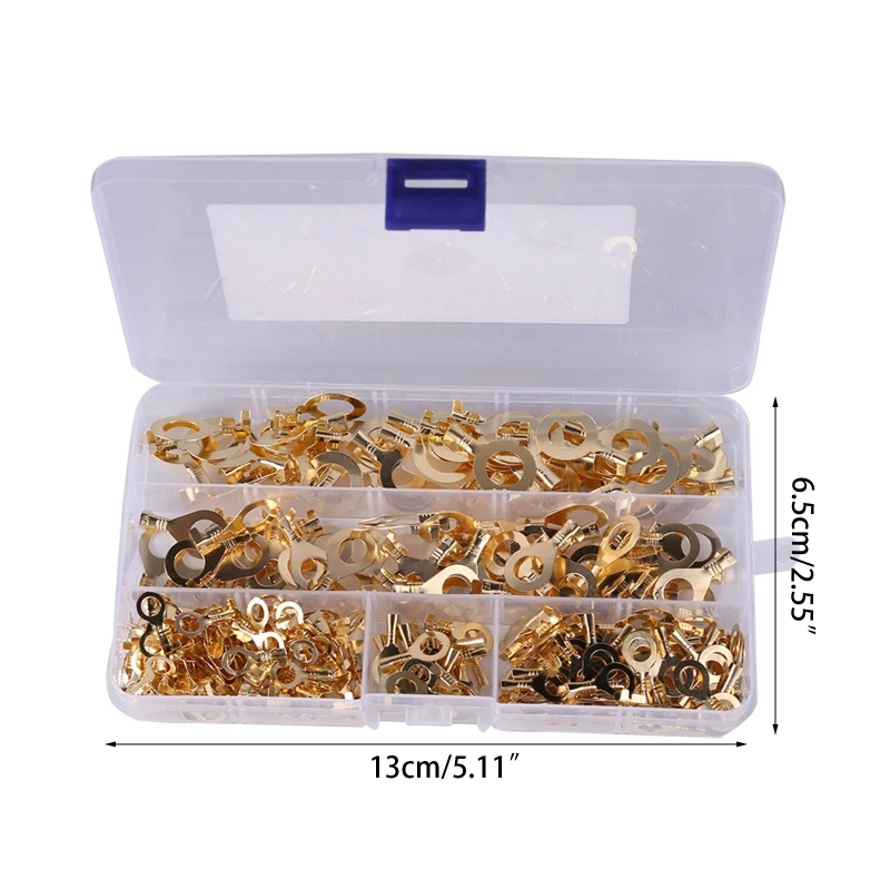 

150/300/450pcs Ring Type Brass Crimp Terminals Wire Connector Mixed Assorted Kit for Home Automotive Workshop Wiring