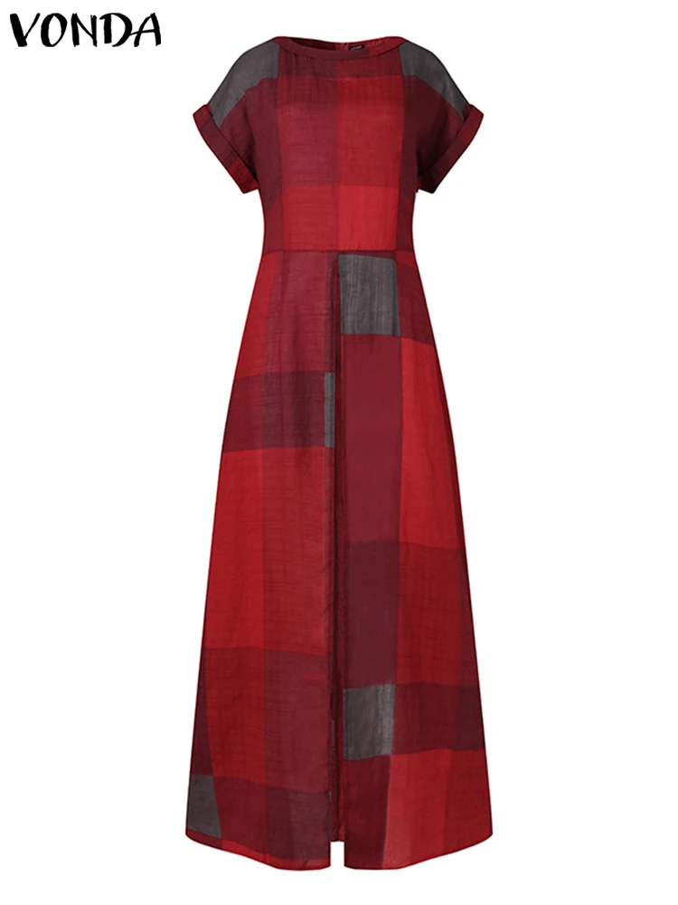 VONDA Elegant Party Shirts Women's Tunic Sexy Round Neck Patchwork Printed Tops 2022 Summer Office Ladies  Blouse Casual Blusas