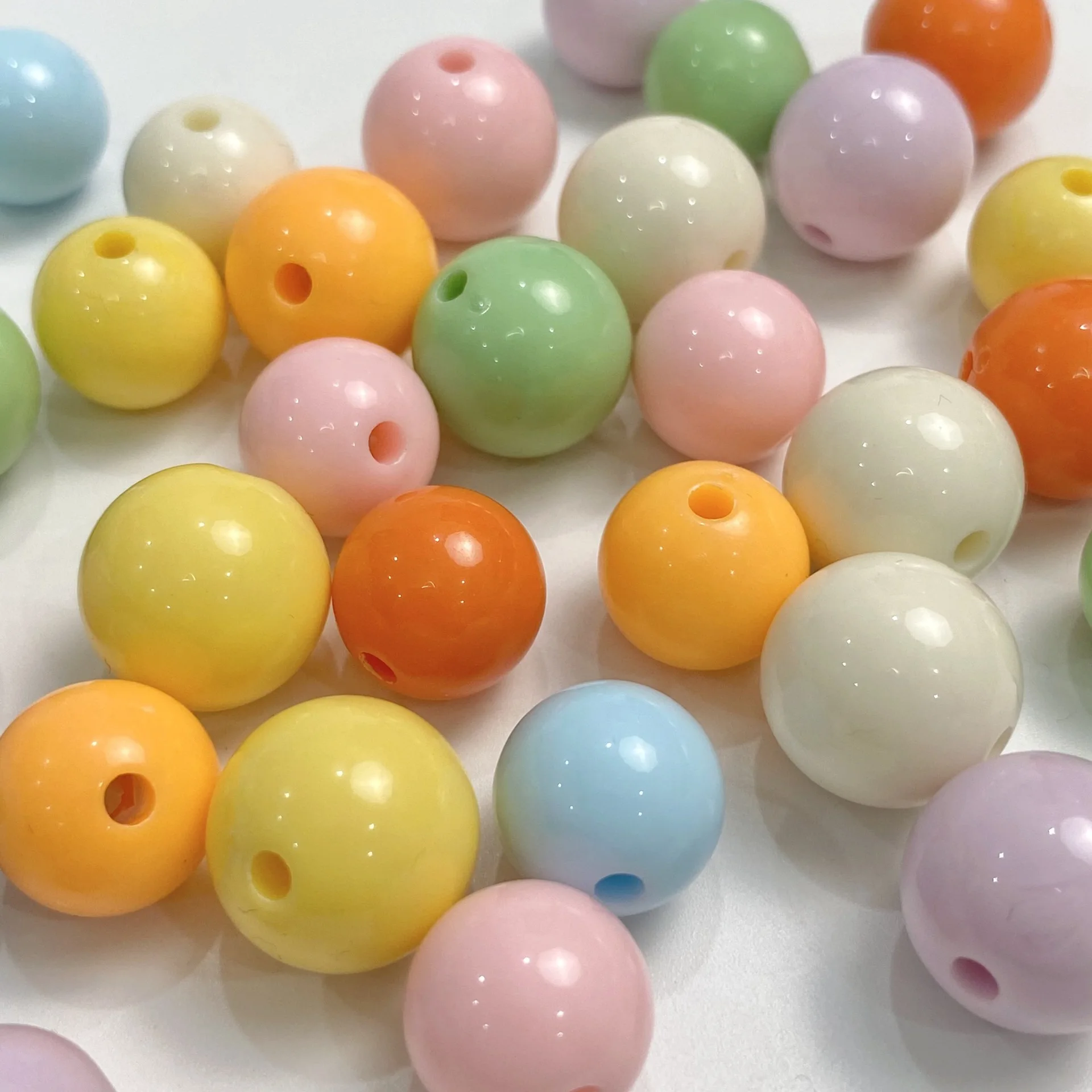 14mm 16mm 10pcs Round Opaque Acrylic Straight Hole Beads Colored Loose Beads For Jewelry Making Diy Bracelet Necklace Supplies