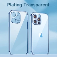 luxury plating transparent silicone case for iphone 11 12 13 pro max mini x xr xs 7 8 plus se 2022 soft clear shockproof cover