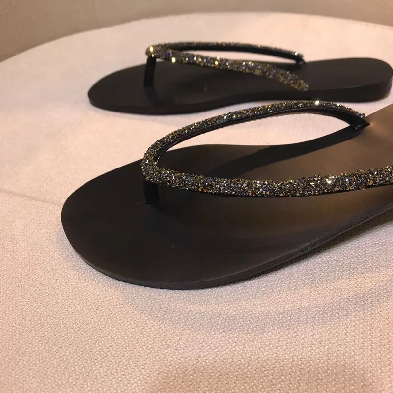 Summer Pink Shoes Women Fashion Rhinestone Light Slides Home EVA Lady Non-Slip Bathroom Flip Flops Outdoors Casual Beach Slipper