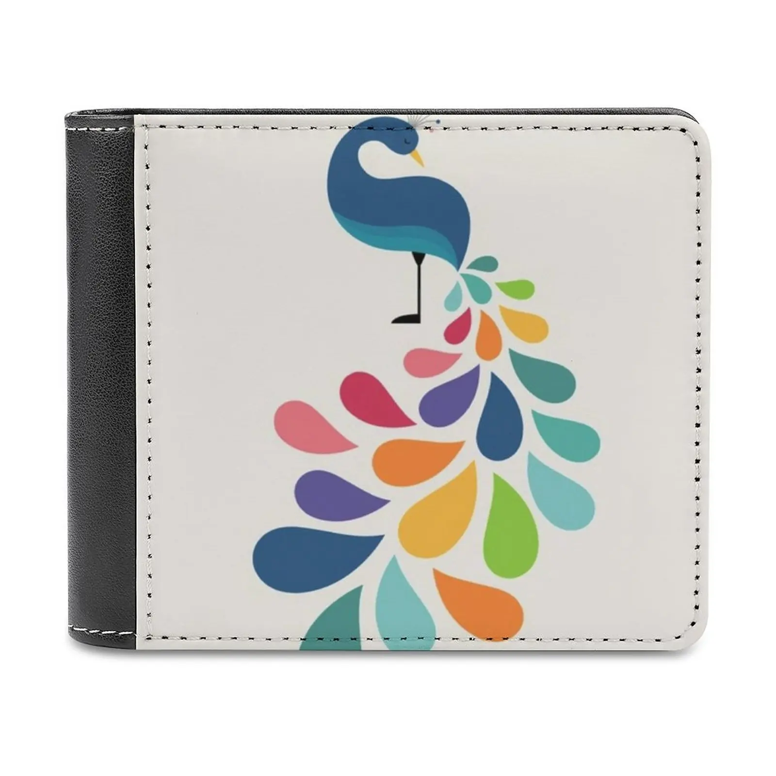 

Dreamy Petal Leather Wallet Men's Wallet Purse Money Clips Petal Peacock Beautiful Dream Wonderful Rainbow Universe Cute