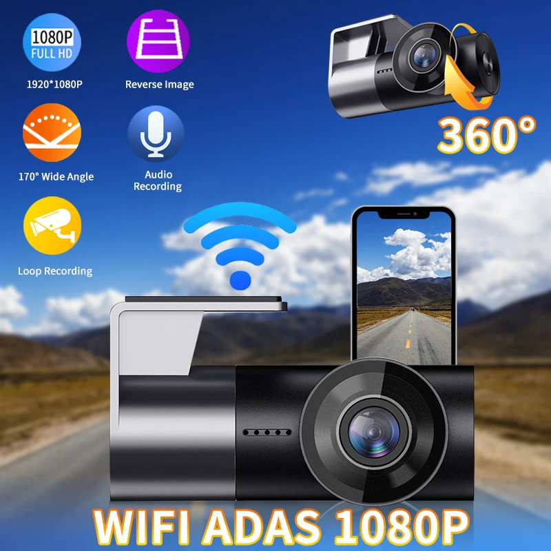

Car DVR Voice Control Dash Cam 1080P ADAS WiFi Dashcams Hidden Camera Night Vision G-Sensor Driving Recorder 24H Parking Monitor